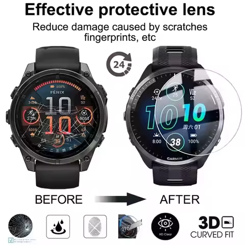 1-2 Pack HD Tempered Glass for Garmin Fenix 8 43MM 47MM 51MM 9H Scratch-resistant Screen Film Protec