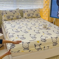 Pochacco Printed 100%cotton Cartoon Printed Single / Queen / King Size Mattress Protector Fitted Bedsheet Bedsheet Cadar Pillowcase