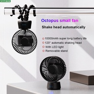 Portable Automatic Oscillating Fan Stroller Fan Octopus Small Fans Handheld Fans USB 10000mAh Mute 3