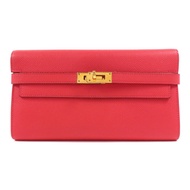 HERMES Epsom皮革Kelly Long Wallet金扣長錢包Rose De Coeur