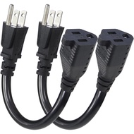 KUNCAN Short Power Extension Cord - 15A 6 Inch 3 Prong Outlet Saver, 1875W 14AWG/3C SJTW Heavy Duty 