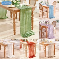 MLADEN Crinkle Table Runner Wedding Valentine Xmas Birthday Tablecloth Boho Gauze Table Cloth Table 