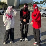 Popular American retro Spider-Man zipper hoodies for men and women, hip-hop hoodies, trendy anime hooded sweatshirts, fashion