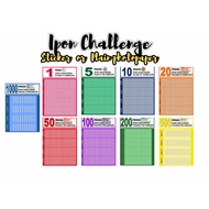 2pcs Ipon Chart Guide Sticker Label Peso Sense Ipon Challenge Photopaper Sticker A5 size