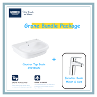 Grohe Eurosmart 60CM Counter Top Basin + Grohe Eurodisc Cosmopolitan Sink Mixer Tap Bundle Package