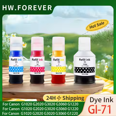 GI 71 GI-71 Refill Ink Kit Dye Pigment Ink For Canon PIXMA G1020 G2020 G3020 G3060 Printers Vivid Co