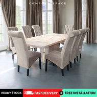 🔥 Lomond Marble 6 Dining Set [ 160cm x 90cm ] or 8 Seater Dining Set [ 210cm x 106cm ] + 6 or 8 Dining Chairs