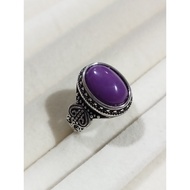 (R275) PHOSPHOSIDERITE NATURAL GEMSTONE ADJUSTABLE RETRO SILVER RING 紫云母天然宝石可调节复古银戒指 CINCIN PERAK BATU UNGU