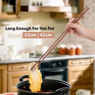 32CM / 42CM Kitchenware Hard Wood Long Chopstick Household Solid Wooden Hot Pot Use Frying Cooking