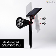 Lighttrio ไฟสนามโซล่าเซลล์ ไฟปักดิน LED โคมไฟส่องต้นไม้ ปรับองศาได้ รุ่น EZY-SOLAR-UP2-KIT/W - สีดำ 