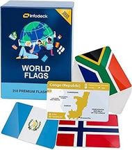 310 Premium World Flags Flash Cards — Countries of The World, U.S. States Flags & Remote Territories