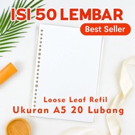 A5 Binder Refill Paper, 50 Sheets, Loose Leaf A5 | Plain Refill Notebook with Lines