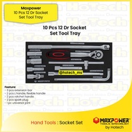 MAXPOWER | 10 Pcs 1/2" DR Socket Set Tool Tray | 1/2" Dr Socket Set