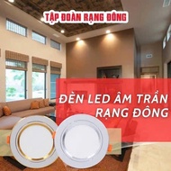 7w phi 90 [Genuine] Rang Dong TD ceiling recessed, 3-color changing with gold border, ceiling light,