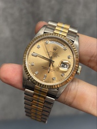 ✅肥殼‑超直帶‑罕有三色金 Rolex DD，極少產量💎鑽石💎三文魚面✅勞力士Rolex Day‑date 18K 18239 18239b雙推✅18239 bic✅整體採用‑玫瑰金‑黃金‑白金‑製成