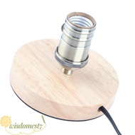 WISDOM Table Lamp Holder, Wooden Base Dimmable Button Lamp Base, Durable E27 E26 Vintage Lamp Holder