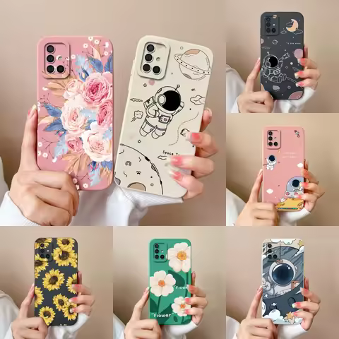 Case For Samsung A51 A71 A31 Phone Cover Flower Soft Liquid Silicone Camera Lens Protection Bumper F