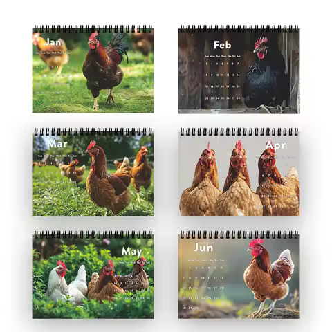 1pc 2026 Abstract Chicken Calendar,12-Month Monthly Planner, Desktop Calendar, Perfect Gift for Birt