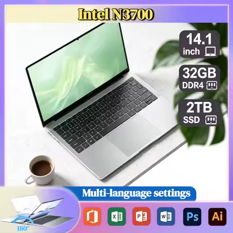 Intel N3700 Ultra Slim 14.1 Inch Laptop 16GB DDR3L 2TB SSD 1920x1080 Gaming Notebook Office Study 4K