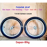 16 x 2.125 BUNGA KASAR PASANG SIAP rim - rim 16" basikal , tayar 16x2.125 dan tuib . Terus pasang ka