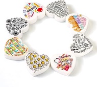 Beadthoven 8pcs Funny Words Silicone Focal Beads for Pens, Assorted Heart Letter Silicone Beads Teac