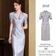 ZYHT ชุดเดรสทำงานของผู้หญิงชุดเดรสวันหยุดชุดเดรสเกาหลีชุดราตรีเข้าร่วมงานชุดเดรสสุดหรู Gaun Modis ชุ