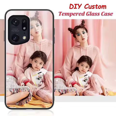DIY Tempered Glass Case for OPPO Find X6 X5 Lite X3 X2 Neo Pro Reno 13 14 4Z A96 A56 A53 A91 A94 Rea