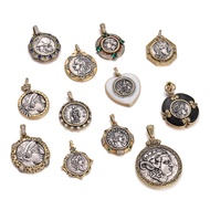 New Vintage Ancient Greece 12 Gods Pendant Silver Plated Round Charms for Making Handmade DIY Jewelr