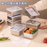 bekas kuih kotak kuih talam 304 Stainless Steel Fresh-keeping Box with Lid Square Plate Refrigerator