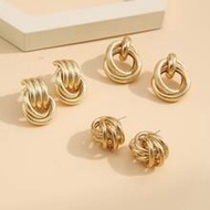 3pairs Circle Design Earrings