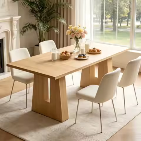63" Dining Table for 4-6 People, Modern Kitchen Table