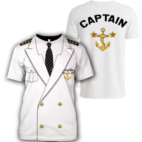 Summer Men's New Fashion Cosplay Navy Captain T Shirt 3D All Over Printed Fashion Unisex Clothing St