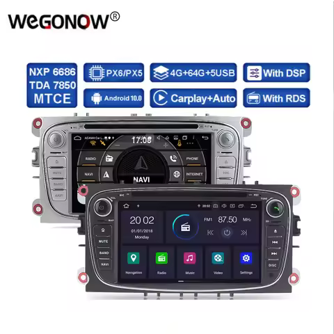 PX5 DSP HD IPS Android 11 4GB RAM Car Multimedia GPS Bluetooth wifi Car DVD Player For Ford Focus Mo