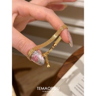 gelang couple gelang titanium anti karat original Light Luxury Titanium Steel vintager Gold Female R