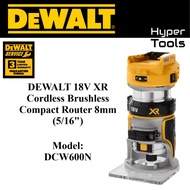 DEWALT 18V XR Cordless Brushless Compact Router 8mm (5/16") - Model: DCW600N