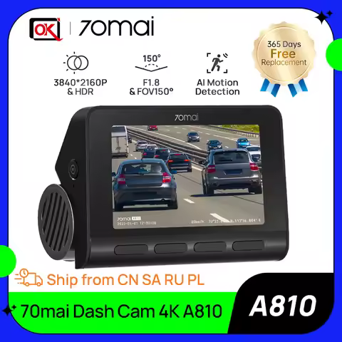 70mai Global New Cam A810 Ultra HD 4K AI Motion Detection Car DVR Support Rear or Parking Montioring