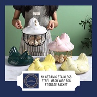 ♂✠▼NN Ceramic Stainless Steel Mesh Wire Chicken Egg Basket Holder Kitchen Storage Organizer