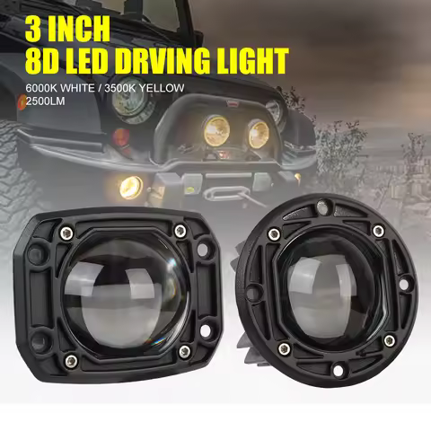 6000K White 3500K Yellow 8D Lens Fog Lights Flush Mount Driving Work lamp for Jeep Car Truck Off Roa