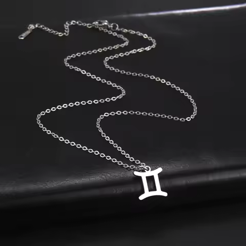 Horoscope Zodiac Sign Gold Color Steel Dainty Pendant Necklace Aries Leo Constellations Necklace Fas