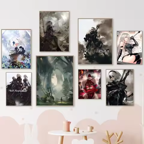 NieR Automata Anime Anime Canvas Painting Poster Home Living Room Bedroom Bar Cafe Art Decor Anime W