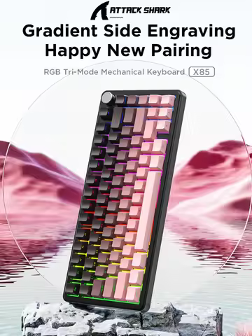 Attack Shark X85 RGB Mechanical Keyboard with Metal Knobs Full-Key Hot-Swap Bluetooth Wireless Tri-M