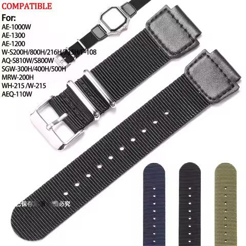 18mm Nylon Leather Strap For Casio AE-1200WH AE1300 MRW-200H PRG-270 W800H F-108WH Watchband