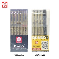 ปากกาพิกม่า Pigma แบบชุดหัวเข็ม รุ่น XSDK-Set และ XSDK-M6 (Manga) จำนวน 6 แท่ง / รุ่นลิมิเต็ดด้ามดำ 