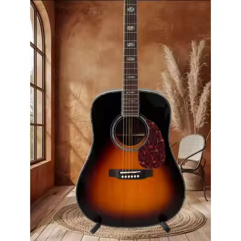 41 Inch D45 Sunset Color Acoustic Guitar, Rosewood Fingerboard, Spruce Top, 20 Frets, Bone Nut, Idea