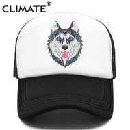CLIMATE Wolf Husky Dog Cap Alaskan Dog Wolf Trucker Cap Hat Animal Huskie Trucker Caps Mesh Cap Hat 
