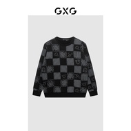GXG Men's Clothing Trendy Checkerboard Color Matching Casual Commuter Round Neck Long-Sleeved Sweats