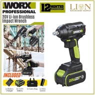 WORX WU279 20V Li-ion Brushless Impact Wrench (Professional Power Tools - Green Series Heavy Duty Im