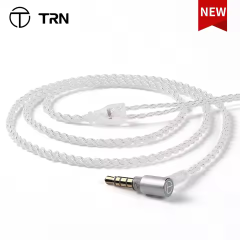 TRN HIFI Earphone Silver Plated Cable 3.5mm 2Pin/QDC Long Cable for EMA BAX Kirin MT1 CS2 TA1 MAX VX