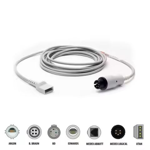 AAMI Generic IBP Transducer Cable Adapter 6-Pin for Mindray, Edan, Zoll, Edwards/ Utah/ Abbott/ BD C