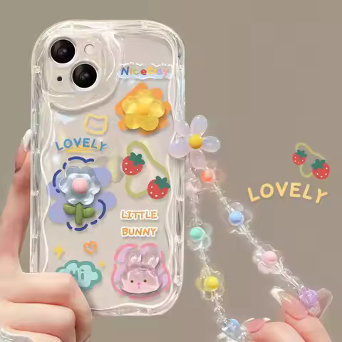 3D Flower Chain Case For Motorola MOTO Edge 50 Ultra Pro G84 G75 G60 G53 G52 G35 G05 G34 G22 G30 G14